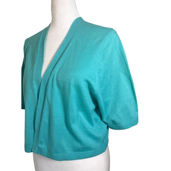Fresh Produce Bolero‎ Cropped Knit Cardigan Sweater Turquoise Size 1X NWT $75 - Picture 3 of 8